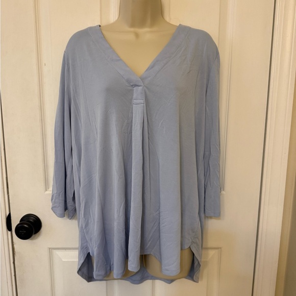 Lush Gray V-Neck Long Sleeve Blouse XL Relaxed Lightweight Top - Picture 2 of 8